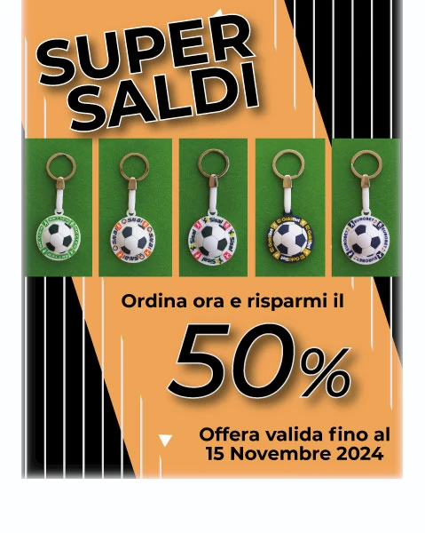 Super Saldi - Sconto del 50% sul nuovo portachiavi 3d personalizzato - offerta valida sino al 15 novembre 2024